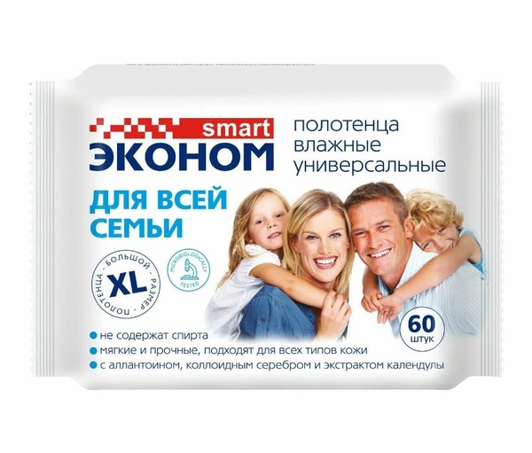 ЭКОНОМ SMART САЛФЕТКИ ПОЛОТЕНЦА ВЛАЖНЫЕ УНИВЕРСАЛЬНЫЕ ДЛЯ ВСЕЙ СЕМЬИ ПОЛОТЕНЦА ГИГИЕНИЧЕСКИЕ №60