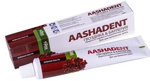 AASHA HERBALS АASHADENT ЗУБНАЯ ПАСТА ГВОЗДИКА И БАРЛЕРИЯ ЗУБНАЯ ПАСТА КОМПЛЕКСНАЯ 100 Г №1