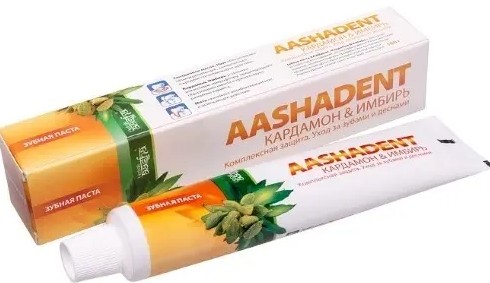 AASHA HERBALS АASHADENT ЗУБНАЯ ПАСТА КАРДАМОН И ИМБИРЬ ЗУБНАЯ ПАСТА КОМПЛЕКСНАЯ 100 Г №1