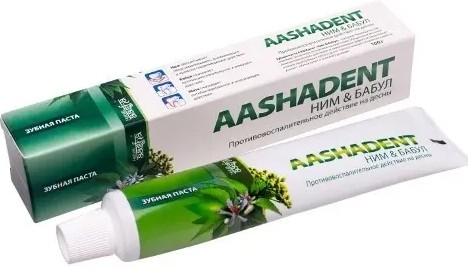 AASHA HERBALS АASHADENT ЗУБНАЯ ПАСТА НИМ И БАБУЛ ЗУБНАЯ ПАСТА КОМПЛЕКСНАЯ 100 Г №1