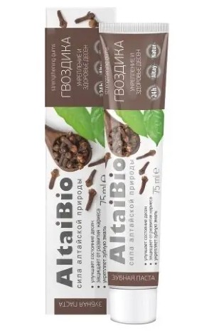 ALTAIBIO ЗУБНАЯ ПАСТА ДЛЯ УКРЕПЛЕНИЯ И ЗДОРОВЬЯ ДЕСЕН ГВОЗДИКА ЗУБНАЯ ПАСТА КОМПЛЕКСНАЯ 75 МЛ №1
