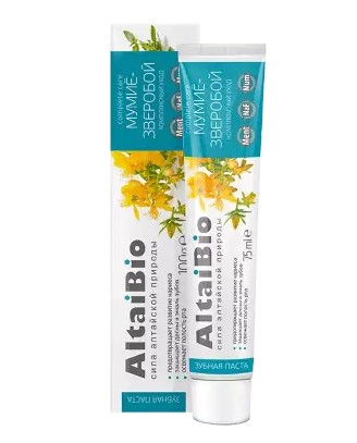 ALTAIBIO ЗУБНАЯ ПАСТА КОМПЛЕКСНЫЙ УХОД МУМИЁ-ЗВЕРОБОЙ ЗУБНАЯ ПАСТА КОМПЛЕКСНАЯ 75 Г №1