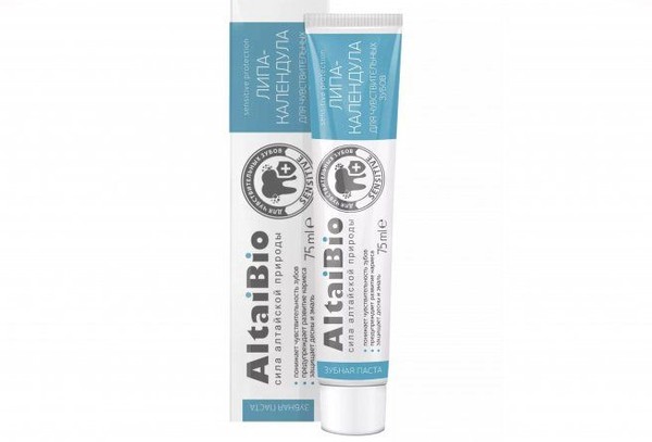 ALTAIBIO ЗУБНАЯ ПАСТА Д/ЧУВСТВИТЕЛЬНЫХ ЗУБОВ ЛИПА-КАЛЕНДУЛА ЗУБНАЯ ПАСТА ДЛЯ ЧУВСТВИТЕЛЬНЫХ ЗУБОВ 75 МЛ №1