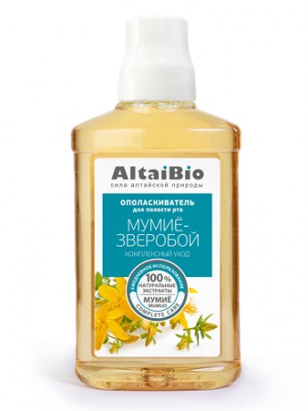 ALTAIBIO ОПОЛАСКИВАТЕЛЬ Д/РТА КОМПЛЕКСНЫЙ УХОД МУМИЕ-ЗВЕРОБОЙ ОПОЛАСКИВАТЕЛЬ ДЛЯ ПОЛОСТИ РТА 400 МЛ №1