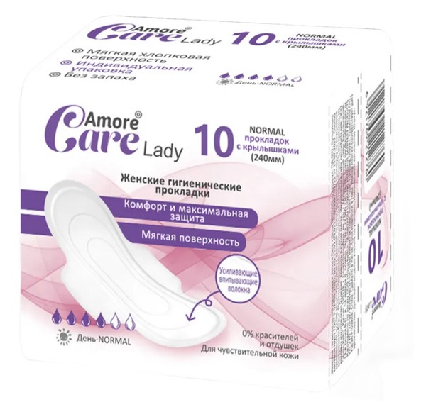 AMORE CARE LADY ПРОКЛАДКИ ГИГИЕНИЧЕСКИЕ NORMAL ДЕНЬ ПРОКЛАДКИ ЖЕНСКИЕ ГИГИЕНИЧЕСКИЕ №10