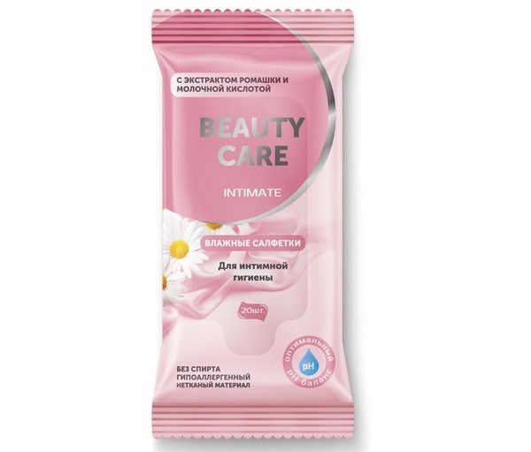 BEAUTY CARE САЛФЕТКИ ВЛАЖНЫЕ ДЛЯ ИНТИМНОЙ ГИГИЕНЫ РОМАШКА-МОЛОЧНАЯ КИСЛОТА САЛФЕТКИ ВЛАЖНЫЕ КОСМЕТИЧЕСКИЕ №20