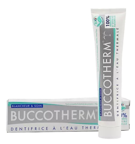 BUCCOTHERM ЗУБН ПАСТА ОТБЕЛИВАНИЕ И УХОД С ТЕРМАЛ ВОДОЙ ЗУБНАЯ ПАСТА ОТБЕЛИВАЮЩАЯ 75 МЛ №1