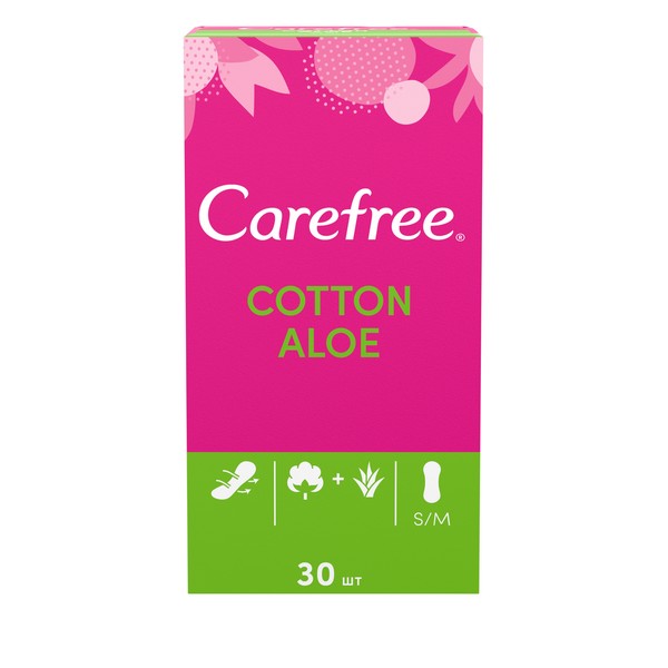 CAREFREE ПРОКЛАДКИ ЕЖЕДНЕВНЫЕ COTTON FEEL ALOE ПРОКЛАДКИ ЖЕНСКИЕ ГИГИЕНИЧЕСКИЕ ЕЖЕДНЕВНЫЕ №30