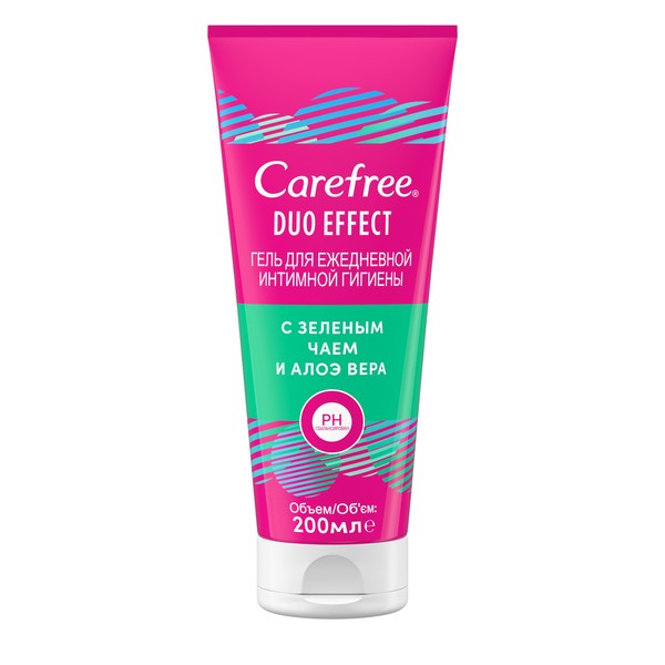 CAREFREE DUO EFFECT ГЕЛЬ Д/ИНТИМНОЙ ГИГИЕНЫ ЗЕЛЕНЫЙ ЧАЙ/АЛОЭ ВЕРА КОСМЕТИЧЕСКИЙ ГЕЛЬ 200 МЛ №1