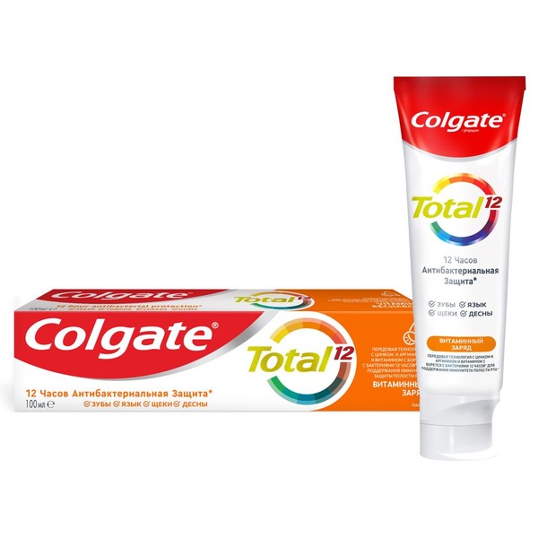 COLGATE ЗУБНАЯ ПАСТА TOTAL 12 ВИТАМИН C (ВИТАМИННЫЙ ЗАРЯД) ЗУБНАЯ ПАСТА АНТИБАКТЕРИАЛЬНАЯ 100 МЛ №1