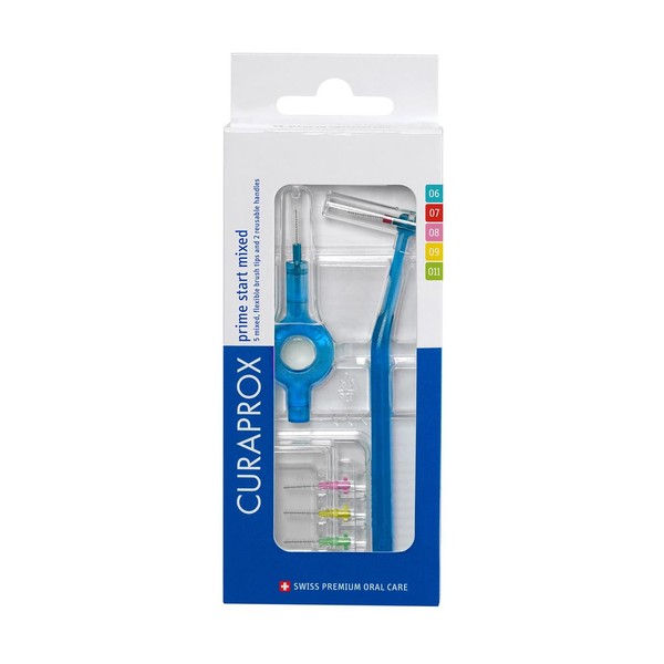 CURAPROX PRIME HANDY MIXED SET CPS150 НАБОР ЁРШИКИ МЕЖЗУБНЫЕ №5 (CPS 06/07/08/09/011)+ДЕРЖАТЕЛИ ЕРШИКИ МЕЖЗУБНЫЕ №1