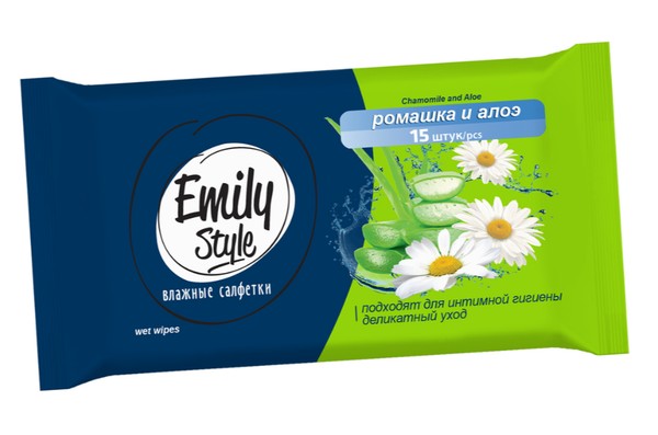 EMILY STYLE САЛФЕТКИ ВЛАЖНЫЕ Д/ИНТИМНОЙ ГИГИЕНЫ РОМАШКА/АЛОЭ САЛФЕТКИ ВЛАЖНЫЕ КОСМЕТИЧЕСКИЕ   №15