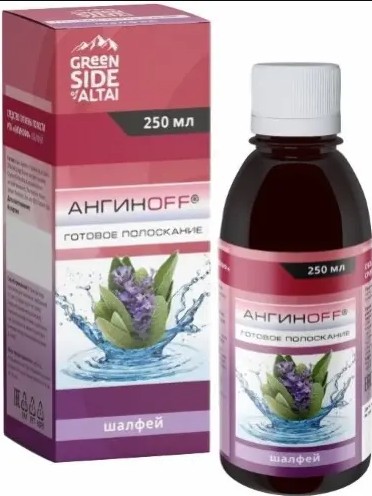 GREEN SIDE АНГИНОFF ГОТОВОЕ ПОЛОСКАНИЕ ШАЛФЕЙ РАСТВОР ДЛЯ ПОЛОСТИ РТА  250 МЛ №1