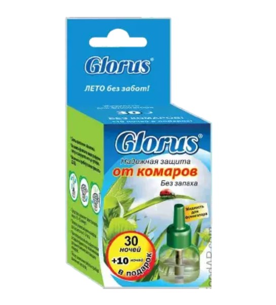 GLORUS/ГЛОРУС ЛИКВИД ЖИДКОСТЬ ОТ КОМАРОВ БЕЗ ЗАПАХА 30 НОЧЕЙ+10 НОЧЕЙ ЖИДКОСТЬ ДЛЯ ФУМИГАТОРА   №1
