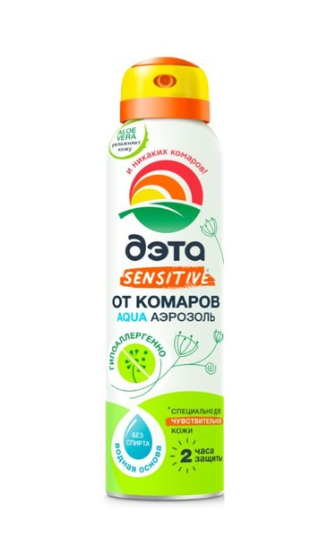 ДЭТА AQUA АЭРОЗОЛЬ ОТ КОМАРОВ Д/ЧУВСТВИТЕЛЬНОЙ КОЖИ АЭРОЗОЛЬ [РЕПЕЛЛЕНТНЫЙ] 150 МЛ №1