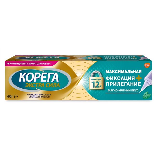КОРЕГА PROFESSIONAL КРЕМ Д/ФИКС ЗУБН ПРОТЕЗОВ НЕЖНАЯ МЯТА КРЕМ ДЛЯ ФИКСАЦИИ ЗУБНЫХ ПРОТЕЗОВ 40 МЛ №1
