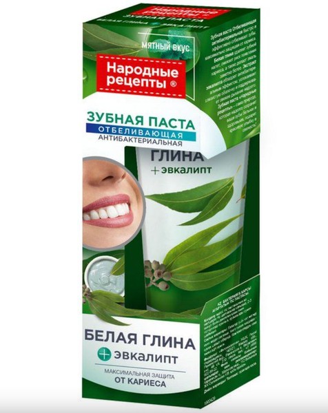 НАРОДНЫЕ РЕЦЕПТЫ ЗУБН ПАСТА ОТБЕЛИВАЮЩАЯ АНТИБАКТЕРИАЛЬНАЯ ЗУБНАЯ ПАСТА АНТИБАКТЕРИАЛЬНАЯ 75 МЛ №1