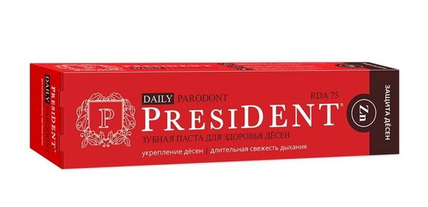 PRESIDENT ЗУБНАЯ ПАСТА DAILY PARODONT Д/ЗДОРОВЬЯ ДЕСЕН ЗУБНАЯ ПАСТА ДЛЯ ЗАЩИТЫ ДЕСЕН 68 Г №1