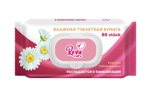 REVA CARE БУМАГА ТУАЛЕТНАЯ ВЛАЖНАЯ С ЭКСТРАКТОМ РОМАШКИ БУМАГА ТУАЛЕТНАЯ    №80