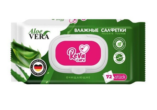 REVA CARE САЛФЕТКИ ВЛАЖНЫЕ УНИВЕРСАЛЬНЫЕ С АЛОЭ ВЕРА САЛФЕТКИ ВЛАЖНЫЕ КОСМЕТИЧЕСКИЕ    №72