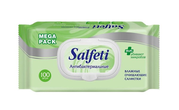 SALFETI САЛФЕТКИ ВЛАЖНЫЕ ОЧИЩАЮЩИЕ АНТИБАКТЕРИАЛЬНЫЕ САЛФЕТКИ ВЛАЖНЫЕ КОСМЕТИЧЕСКИЕ   №100
