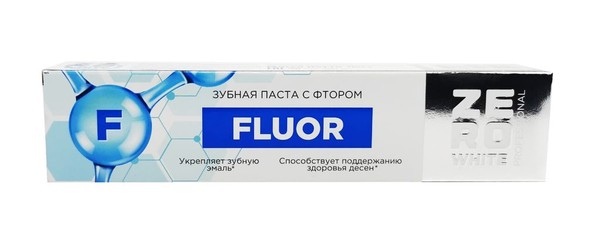ZERO WHITE PROFESSIONAL ЗУБНАЯ ПАСТА FLUOR F ФТОР ЗУБНАЯ ПАСТА ЕЖЕДНЕВНАЯ  100 Г №1