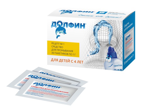 DOLPHIN ДОЛФИН СРЕДСТВО ДЕТ Д/ПРОМЫВ НОСОГЛОТКИ ПОРОШОК 1 Г №30