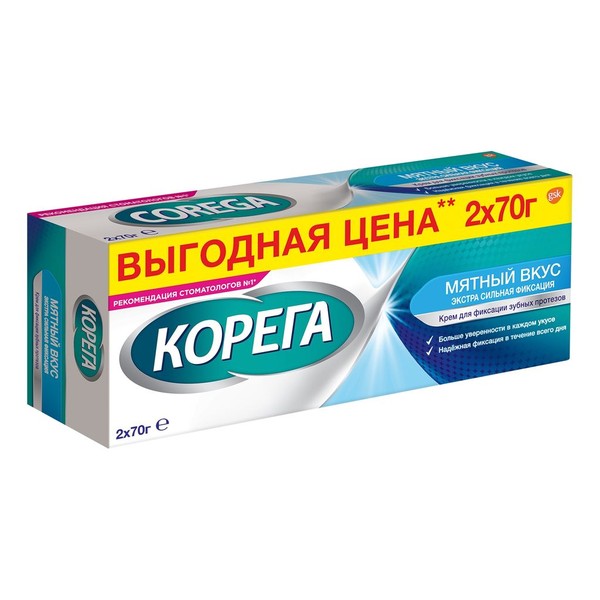 КОРЕГА КРЕМ Д/ФИКС ЗУБН ПРОТЕЗОВ ЭКСТРАСИЛ МЯТНЫЙ КРЕМ ДЛЯ ФИКСАЦИИ ЗУБНЫХ ПРОТЕЗОВ 70 МЛ №2