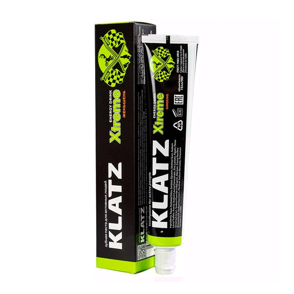 KLATZ XTREME ENERGY DRINK ЗУБН ПАСТА ЖЕНЬШЕНЬ ЗУБНАЯ ПАСТА КОМПЛЕКСНАЯ 75 МЛ №1
