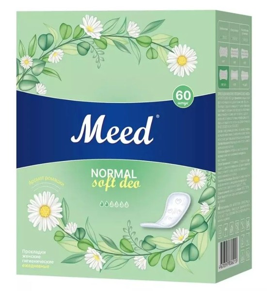 MEED NORMAL SOFT DEO ПРОКЛАДКИ ЖЕН ГИГИЕНИЧ ЕЖЕДНЕВНЫЕ (Е-136) ПРОКЛАДКИ ЖЕНСКИЕ ГИГИЕНИЧЕСКИЕ NORMAL   №60