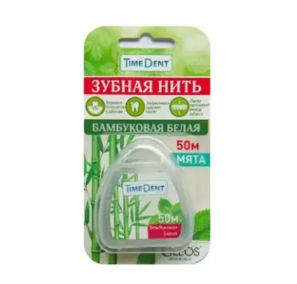 OLEOS TIMEDENT ЗУБНАЯ НИТЬ БАМБУКОВАЯ БЕЛАЯ ЗУБНАЯ НИТЬ 50 М №1