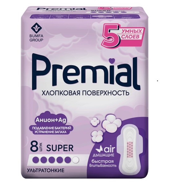 PREMIAL ПРОКЛАДКИ ЖЕНСКИЕ ГИГИЕНИЧЕСКИЕ SUPER ПРОКЛАДКИ ЖЕНСКИЕ ГИГИЕНИЧЕСКИЕ   №8