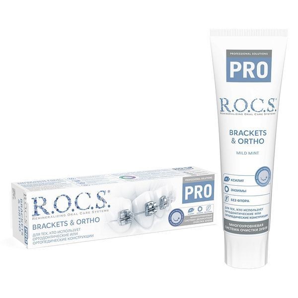 ROCS ЗУБ ПАСТА BRACKETS&ORTHO Д/БРЕКЕТОВ ЗУБНАЯ ПАСТА ДЛЯ БРЕКЕТОВ 74 Г №1