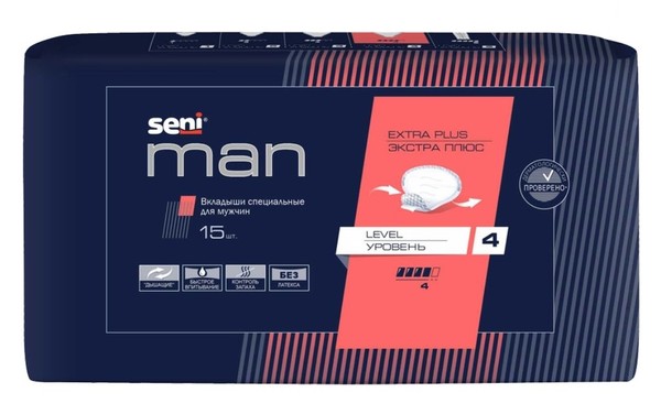 SENI MAN EXTRA PLUS ПРОКЛАДКИ/ВКЛАДЫШИ УРОЛОГИЧЕСКИЕ ДЛЯ МУЖЧИН ВКЛАДЫШИ ДЛЯ МУЖЧИН   №15