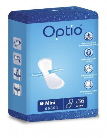 OPTIO ПРОКЛАДКИ УРОЛОГИЧЕСКИЕ Д/ЖЕНЩИН МИНИ ПРОКЛАДКИ ЖЕНСКИЕ ГИГИЕНИЧЕСКИЕ    №36