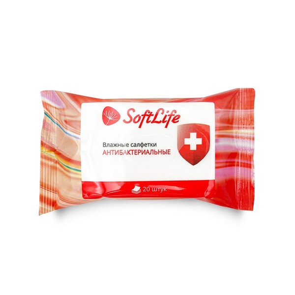 SOFTLIFE САЛФЕТКИ ВЛАЖНЫЕ АНТИБАКТЕРИАЛЬНЫЕ САЛФЕТКИ ВЛАЖНЫЕ КОСМЕТИЧЕСКИЕ    №20
