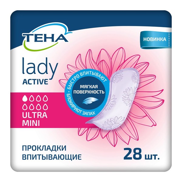 TENA LADY ACTIVE ULTRA MINI ПРОКЛАДКИ ПРОКЛАДКИ УРОЛОГИЧЕСКИЕ ЖЕНСКИЕ   №28