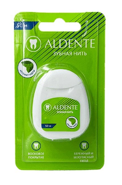 ALDENTE/АЛЬДЕНТЕ ЗУБНАЯ НИТЬ МЯТА ЗУБНАЯ НИТЬ 50 М №1