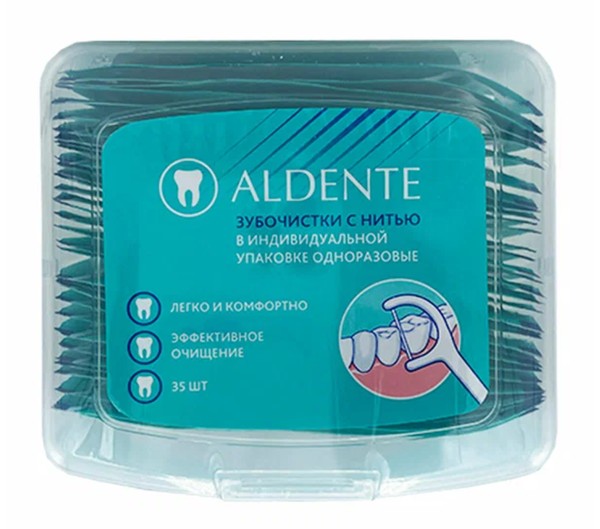 ALDENTE/АЛЬДЕНТЕ ЗУБОЧИСТКИ С НИТЬЮ ОДНОРАЗОВЫЕ ЗУБОЧИСТКИ    №35