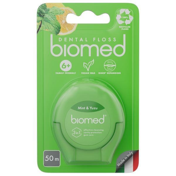 BIOMED НИТЬ ЗУБНАЯ ОБЪЕМНАЯ ВОЩЕНАЯ МЯТА И ЮДЗУ ЗУБНАЯ НИТЬ 50 М №1