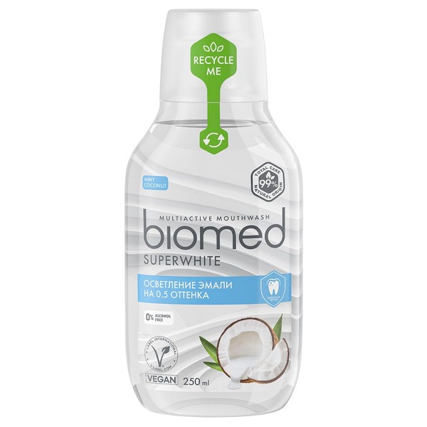 BIOMED ОПОЛАСКИВАТЕЛЬ Д/ПОЛОСТИ РТА SUPERWHITE ОПОЛАСКИВАТЕЛЬ ДЛЯ ПОЛОСТИ РТА 250 МЛ №1
