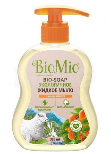 BIOMIO ЖИДКОЕ МЫЛО С МАСЛОМ АБРИКОСА ЭКОЛОГИЧНОЕ МЫЛО ЖИДКОЕ 300 МЛ №1