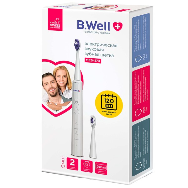 B.WELL ЩЕТКА ЗУБНАЯ ЭЛЕКТРИЧЕСКАЯ MED-870 БЕЛАЯ ЗУБНАЯ ЩЕТКА ЭЛЕКТРИЧЕСКАЯ   №1