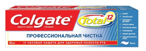 COLGATE ЗУБН ПАСТА TOTAL 12 ПРОФЕССИОНАЛЬНАЯ ЧИСТКА ЗУБНАЯ ПАСТА КОМПЛЕКСНАЯ 100 МЛ №1