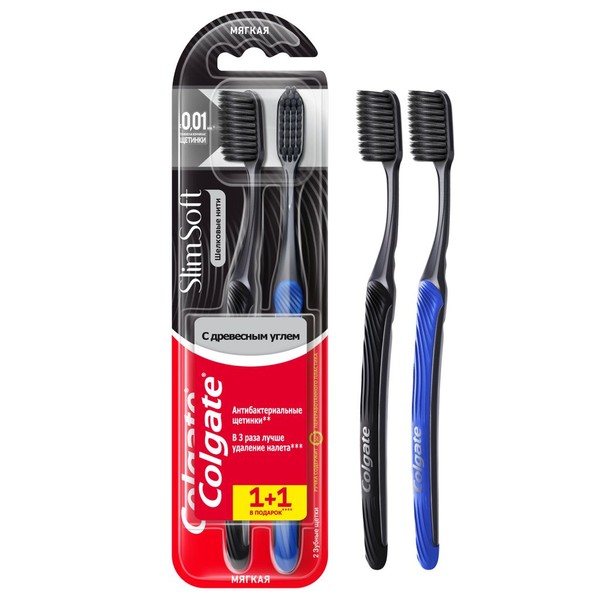 COLGATE ЗУБН ЩЕТКА ШЕЛКОВЫЕ НИТИ С ДРЕВЕС УГЛЕМ МЯГКАЯ ЗУБНАЯ ЩЕТКА   №2