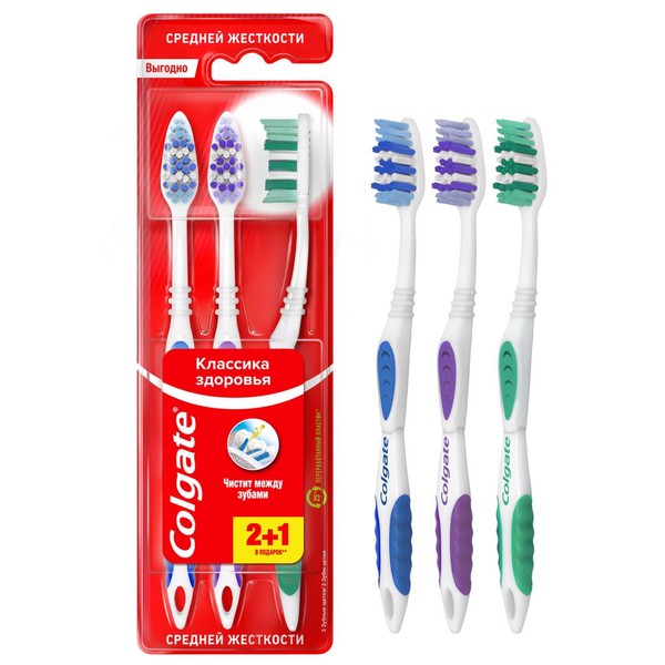 COLGATE ЗУБН ЩЕТКА КЛАССИКА ЗДОРОВЬЯ СРЕДНЯЯ ЗУБНАЯ ЩЕТКА   №3