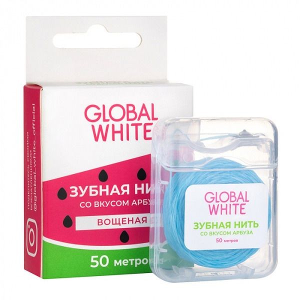 GLOBAL WHITE ЗУБНАЯ НИТЬ СО ВКУСОМ АРБУЗА ЗУБНАЯ НИТЬ  50 М №1