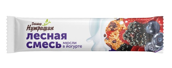 ДОКТОР НУТРИШИН МЮСЛИ В ЙОГУРТНОЙ ГЛАЗУРИ - ЛЕСНАЯ СМЕСЬ БАТОНЧИК 30 Г №1