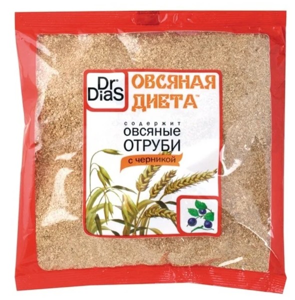 DR.DIAS ОВСЯНАЯ ДИЕТА ОТРУБИ ОВСЯНЫЕ С ЧЕРНИКОЙ ПОРОШОК 200 Г №1