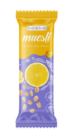 FOOD FORTE БАТОНЧИК ЛИМОН/МЁД/ ИМБИРЬ МЮСЛИ  50 Г №1